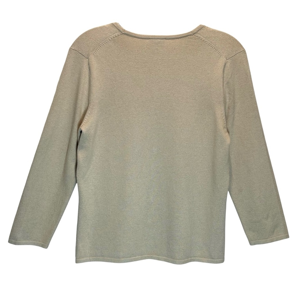 Ann Taylor Tan Silk Cashmere Blend Cardigan Sweater, V-Neck 3/4 Sleeves - Medium - Picture 2 of 9
